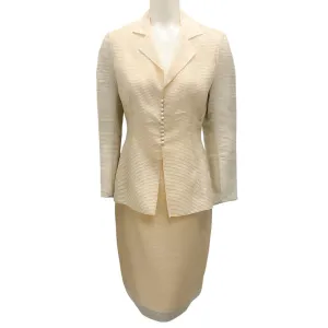 Angel Sanchez Cream Raw Silk Jacket and Skirt Suit Set