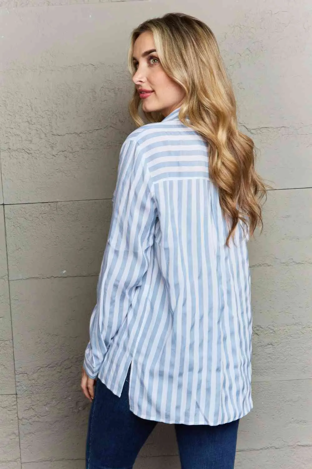Ninexis Take Your Time Collared Button Down Striped Shirt