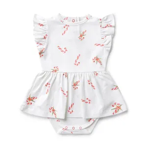 Snuggle Hunny Short Sleeve Organic Dress - Candy Cane