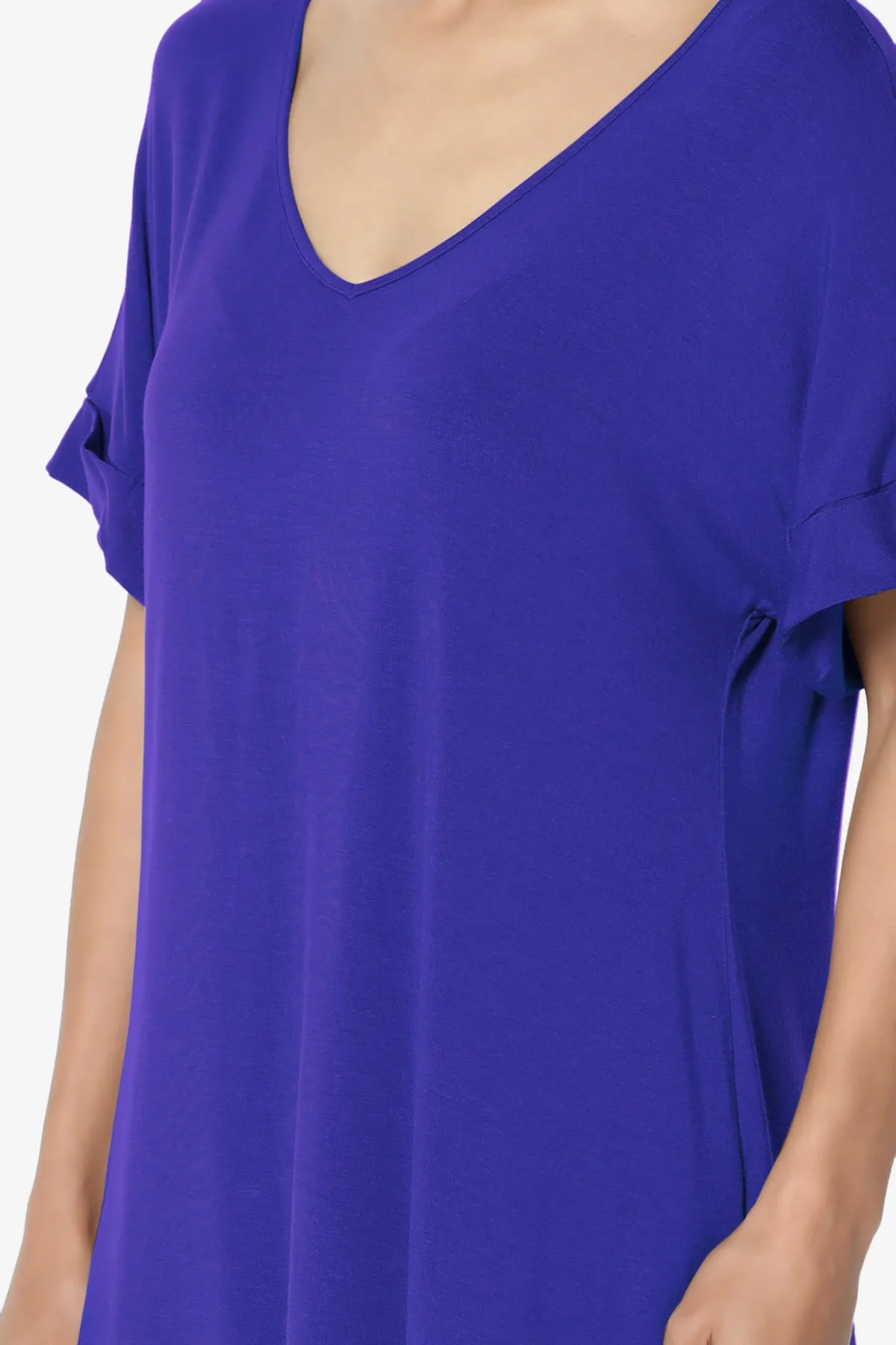 Tracey Wide V-Neck Jersey Top