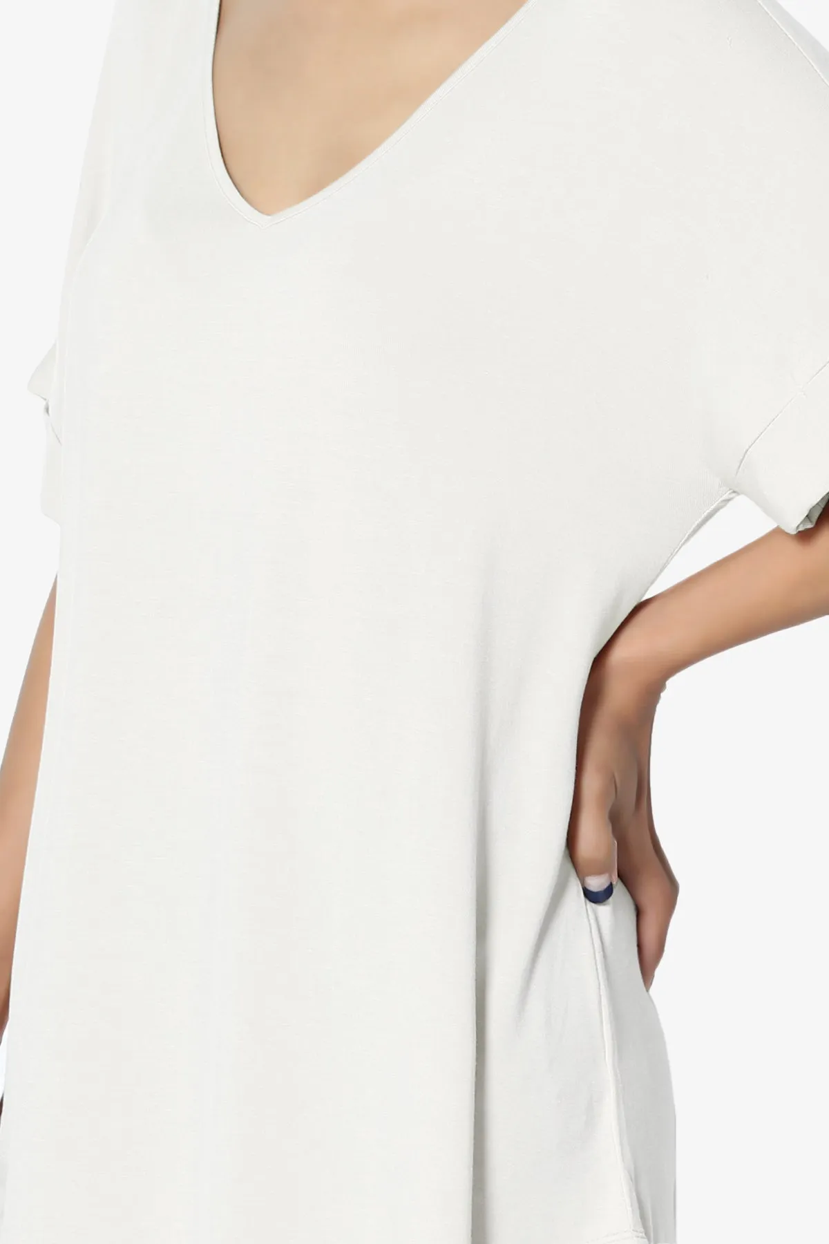 Tracey Wide V-Neck Jersey Top