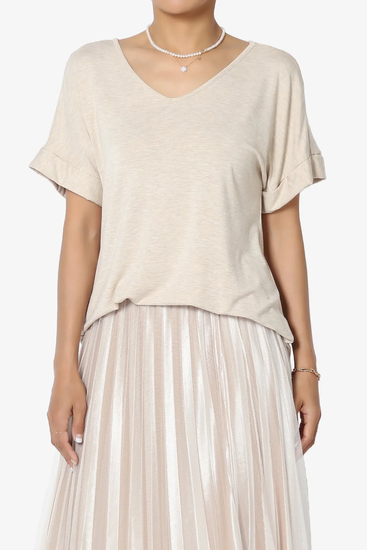 Tracey Wide V-Neck Jersey Top