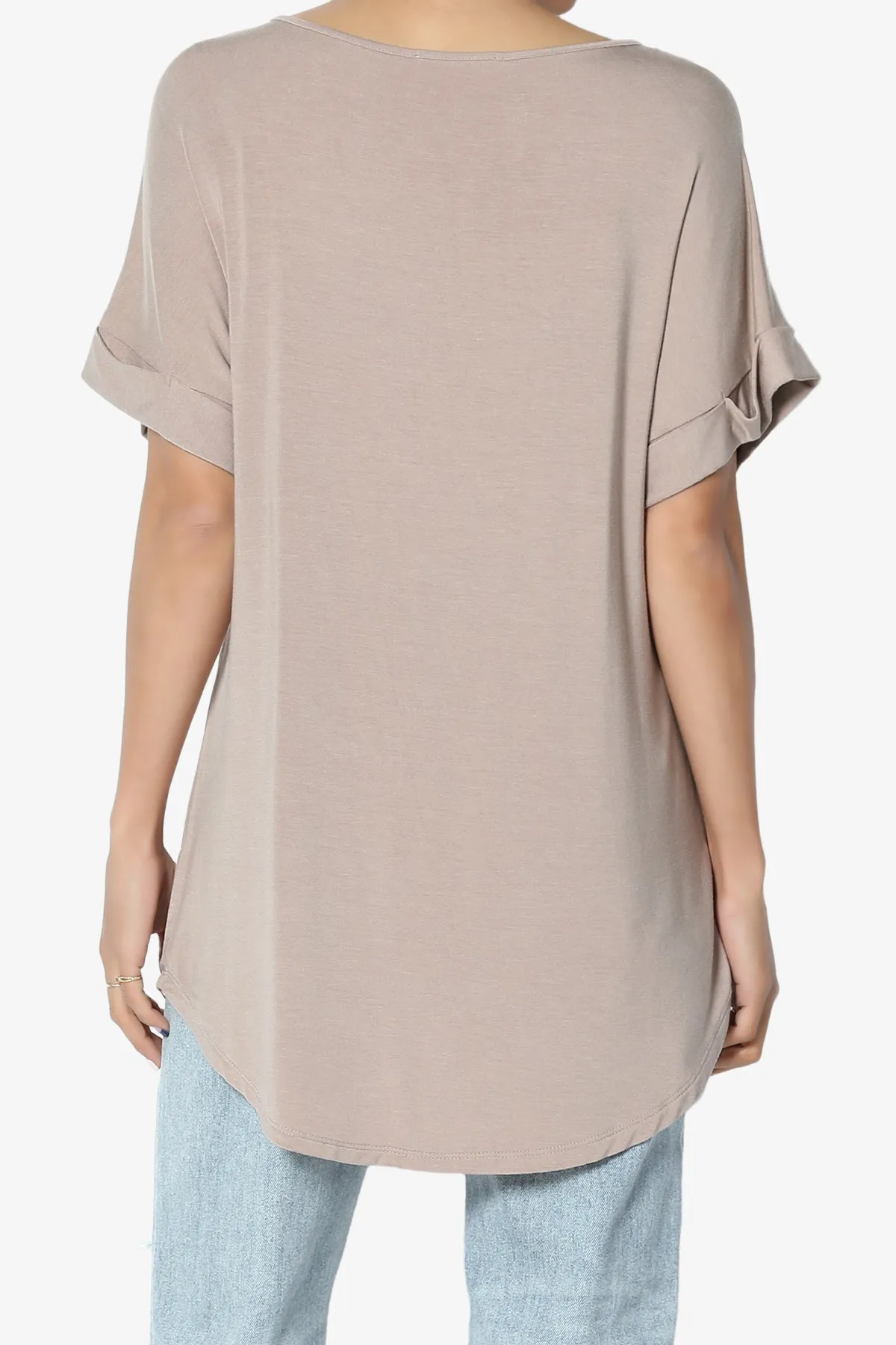 Tracey Wide V-Neck Jersey Top
