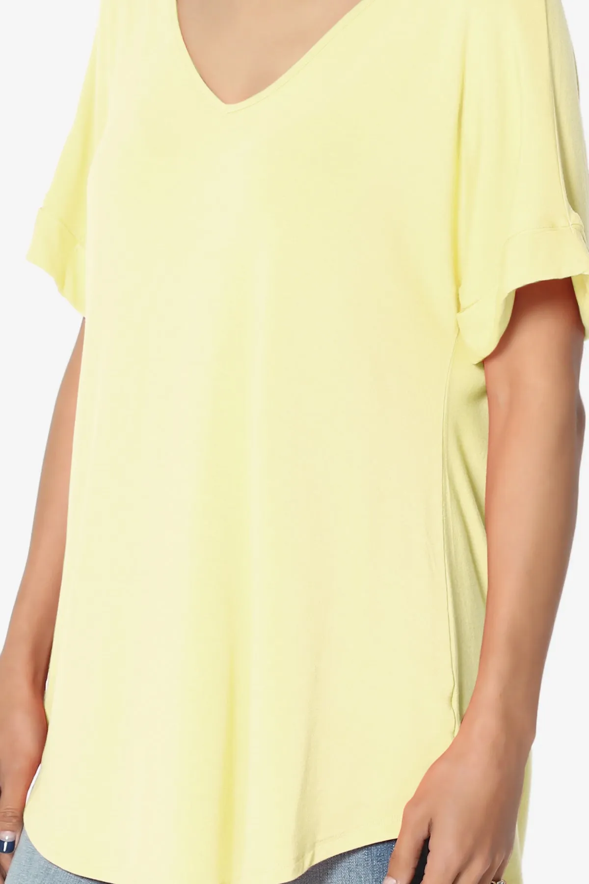 Tracey Wide V-Neck Jersey Top