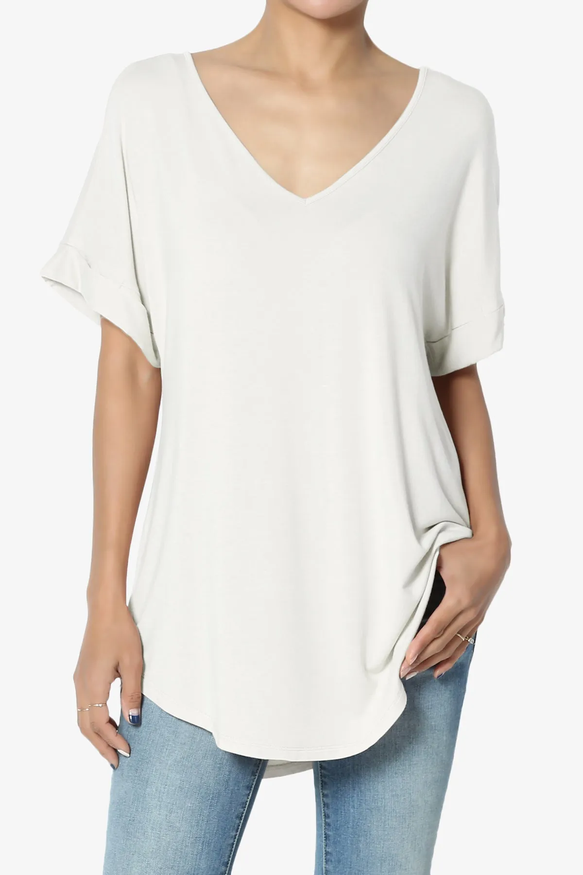 Tracey Wide V-Neck Jersey Top