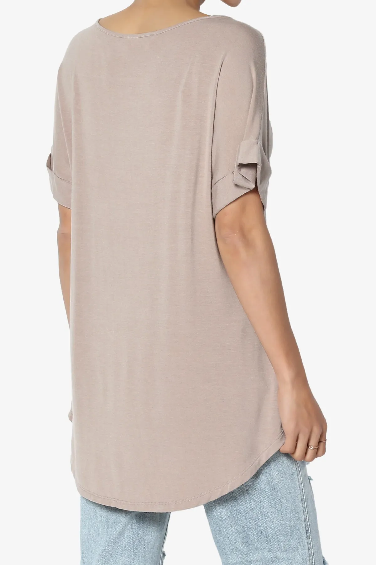 Tracey Wide V-Neck Jersey Top