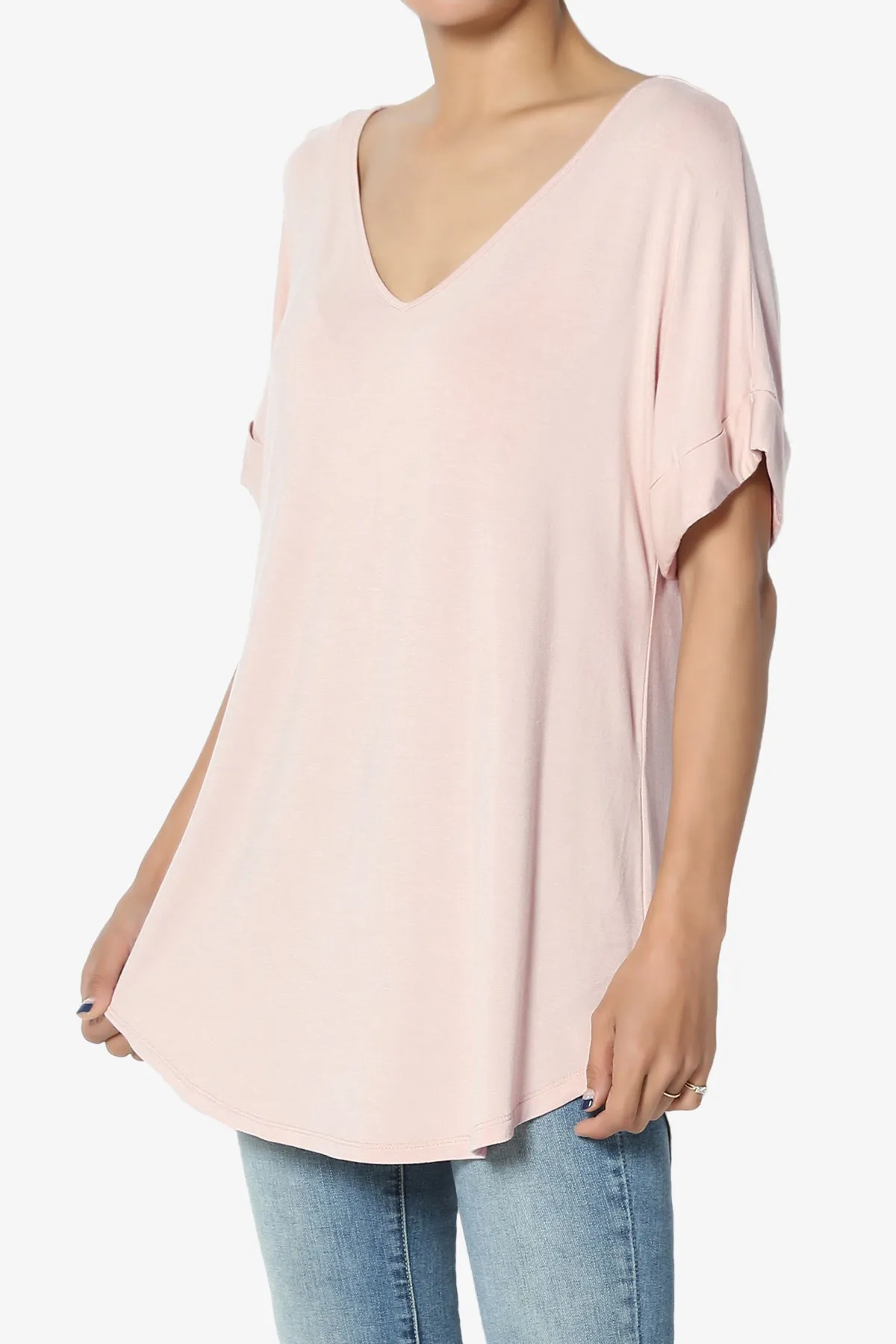 Tracey Wide V-Neck Jersey Top