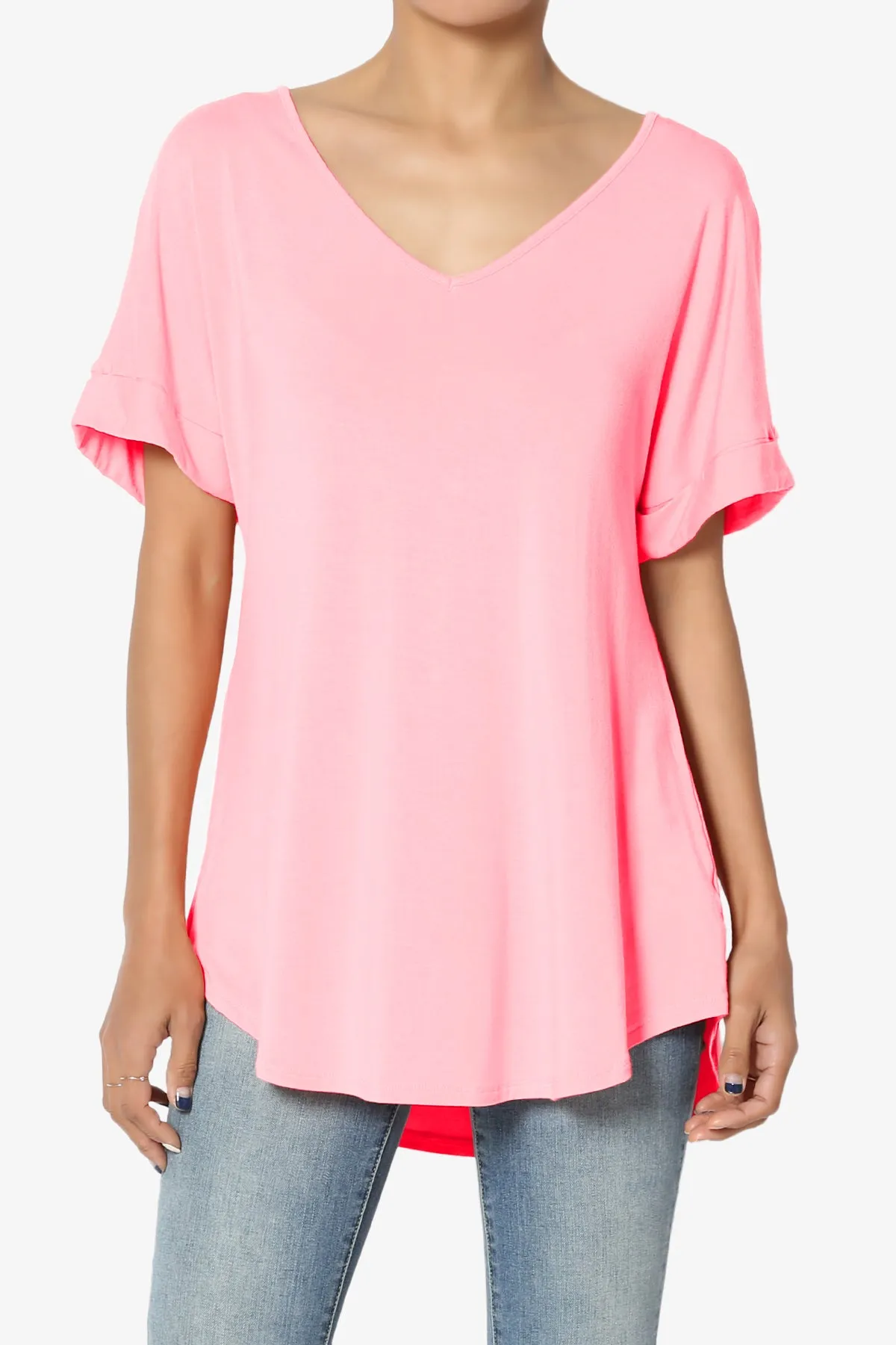 Tracey Wide V-Neck Jersey Top
