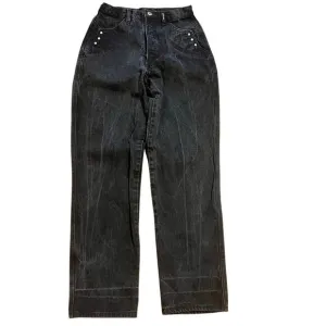 VTG Rocky Mountain Rockies Women’s Jeans Size 29 / 9 Black Bareback Rivets Studs